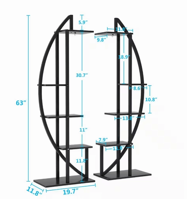 Eileen 63 in. Rustic Brown Curve Wood Indoor Plant Stand with 5-Tier (Pack of 2)