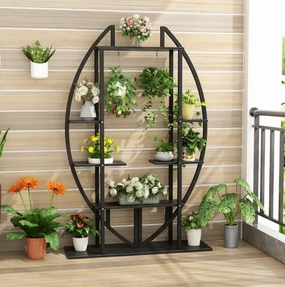 Eileen 63 in. Rustic Brown Curve Wood Indoor Plant Stand with 5-Tier (Pack of 2) cactus succulent plant  