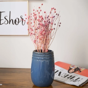 Embossed Vase dried green plant  