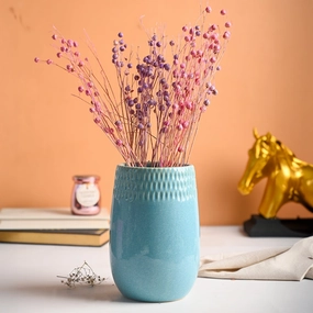 Embossed Vase dried green plant  