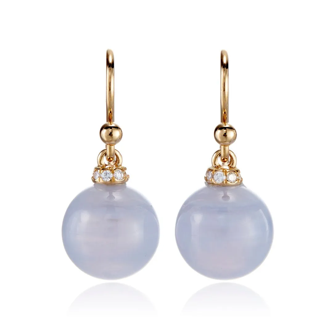 Empress Earrings in Blue Lace Agate & Diamonds
