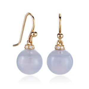 Empress Earrings in Blue Lace Agate & Diamonds