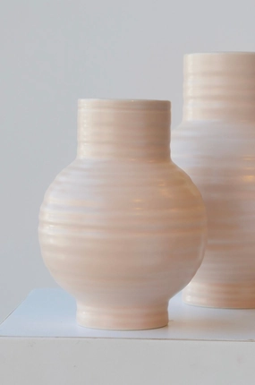 Essential Blush Ceramic Vase Small dried green plant  