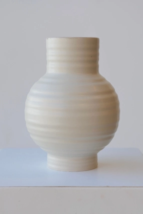 Essential Light Grey Ceramic Vase Large dried green plant  