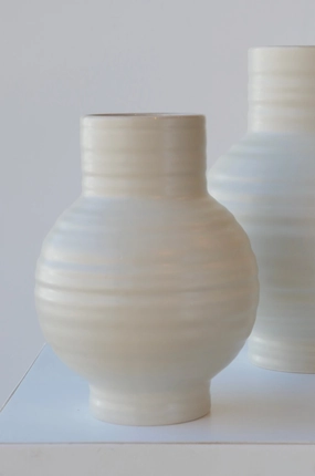 Essential Light Grey Ceramic Vase Small dried green plant  