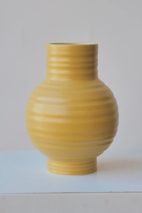 Essential Mustard Ceramic Vase Large dried green plant  