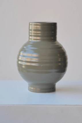 Essential Olive Ceramic Vase Small dried green plant  