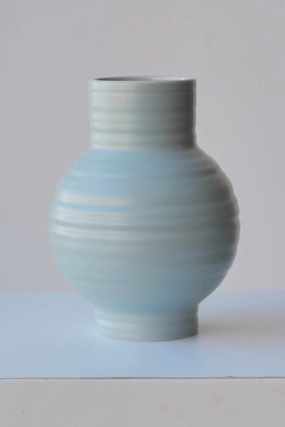 Essential Sky Ceramic Vase Small dried green plant  