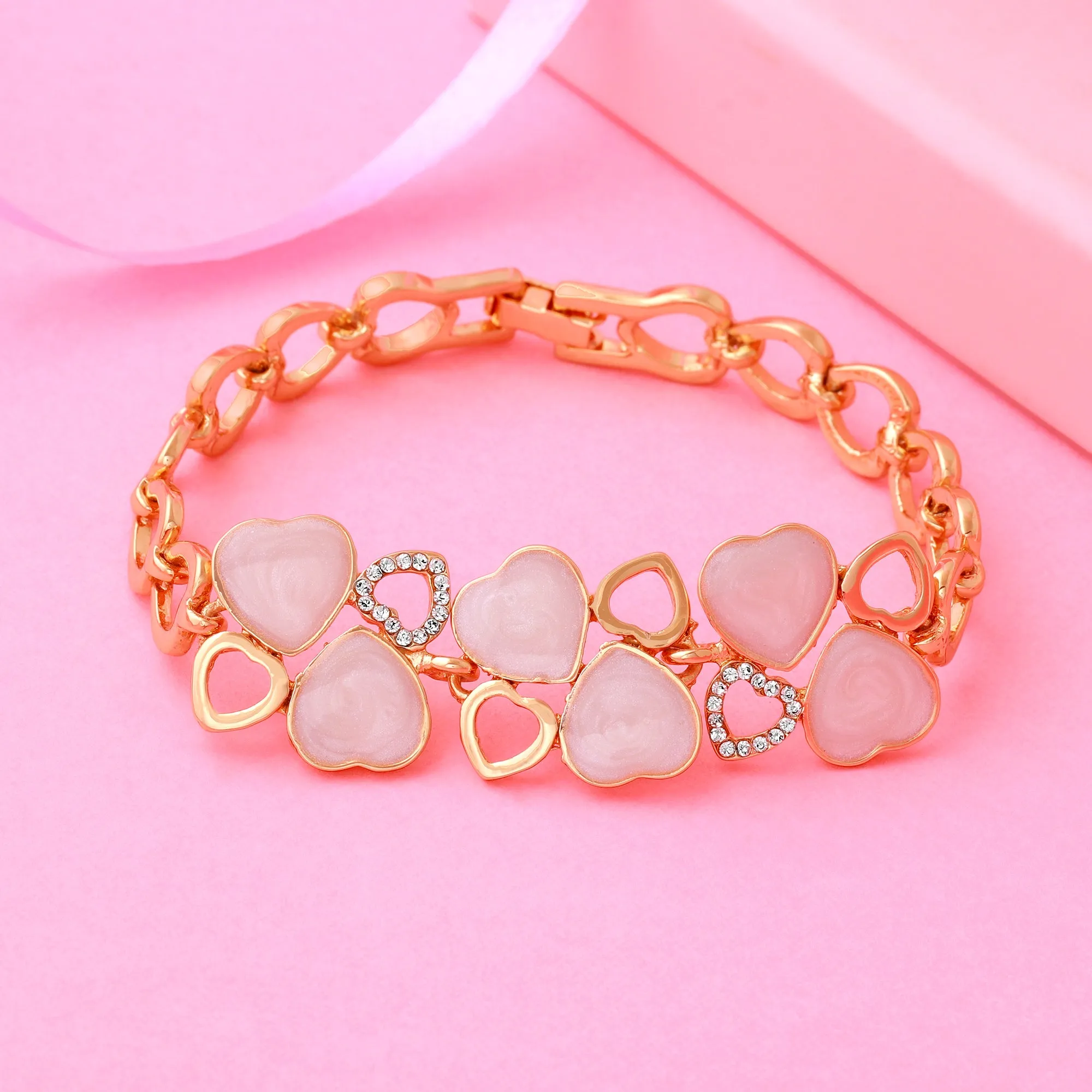 ESTELE Grey Enamel With White Austrian Crystal Stone Bracelet