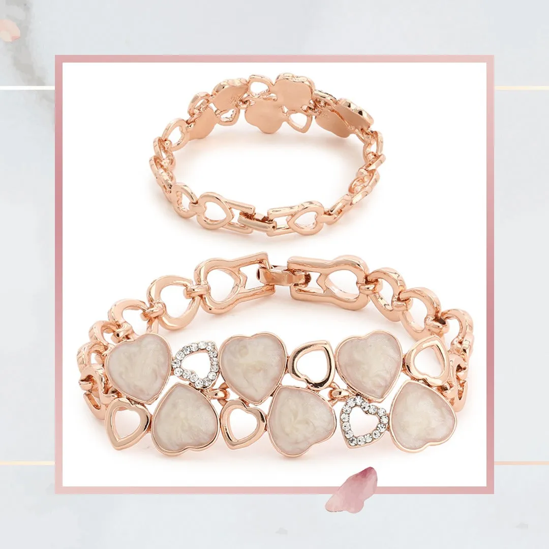 ESTELE Grey Enamel With White Austrian Crystal Stone Bracelet