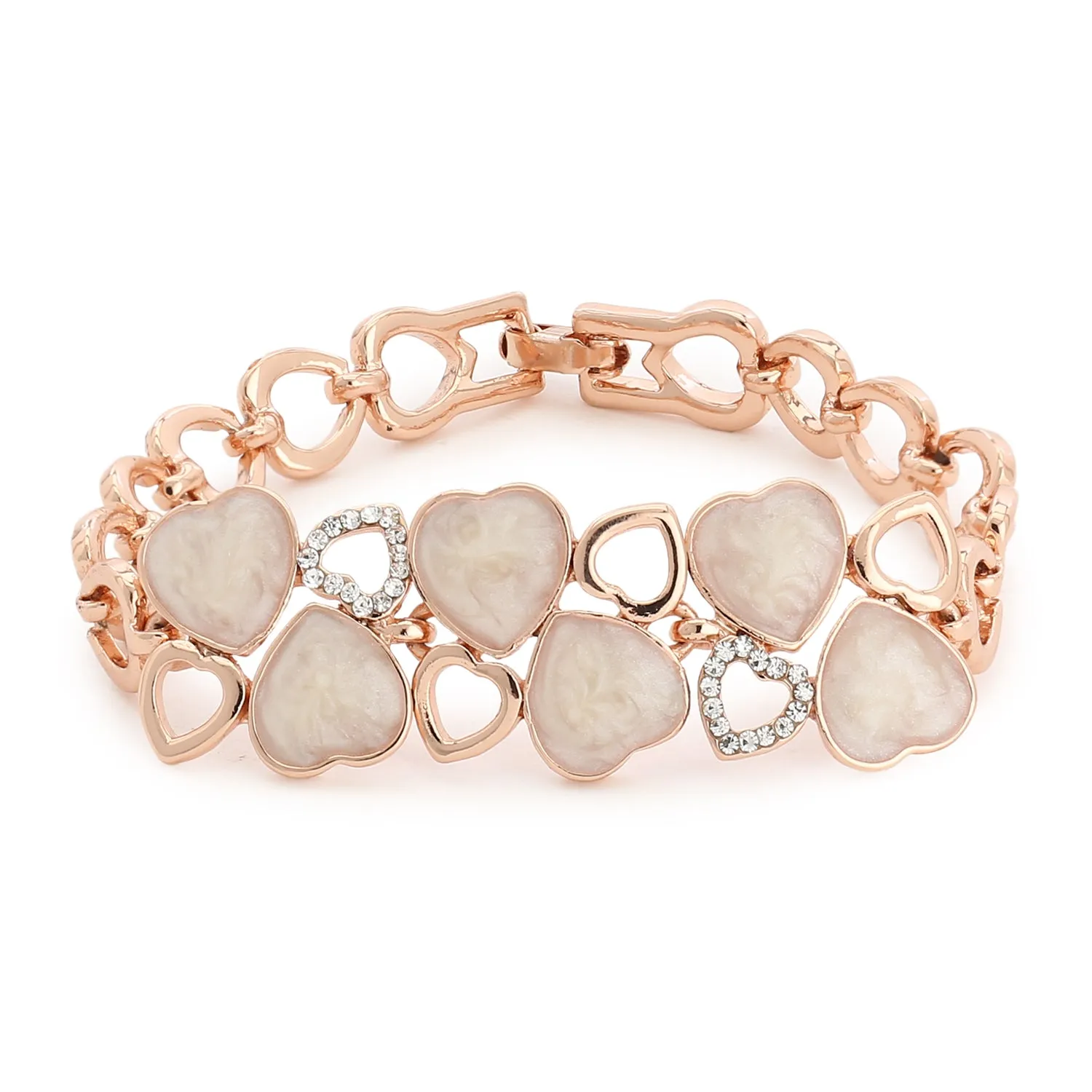 ESTELE Grey Enamel With White Austrian Crystal Stone Bracelet