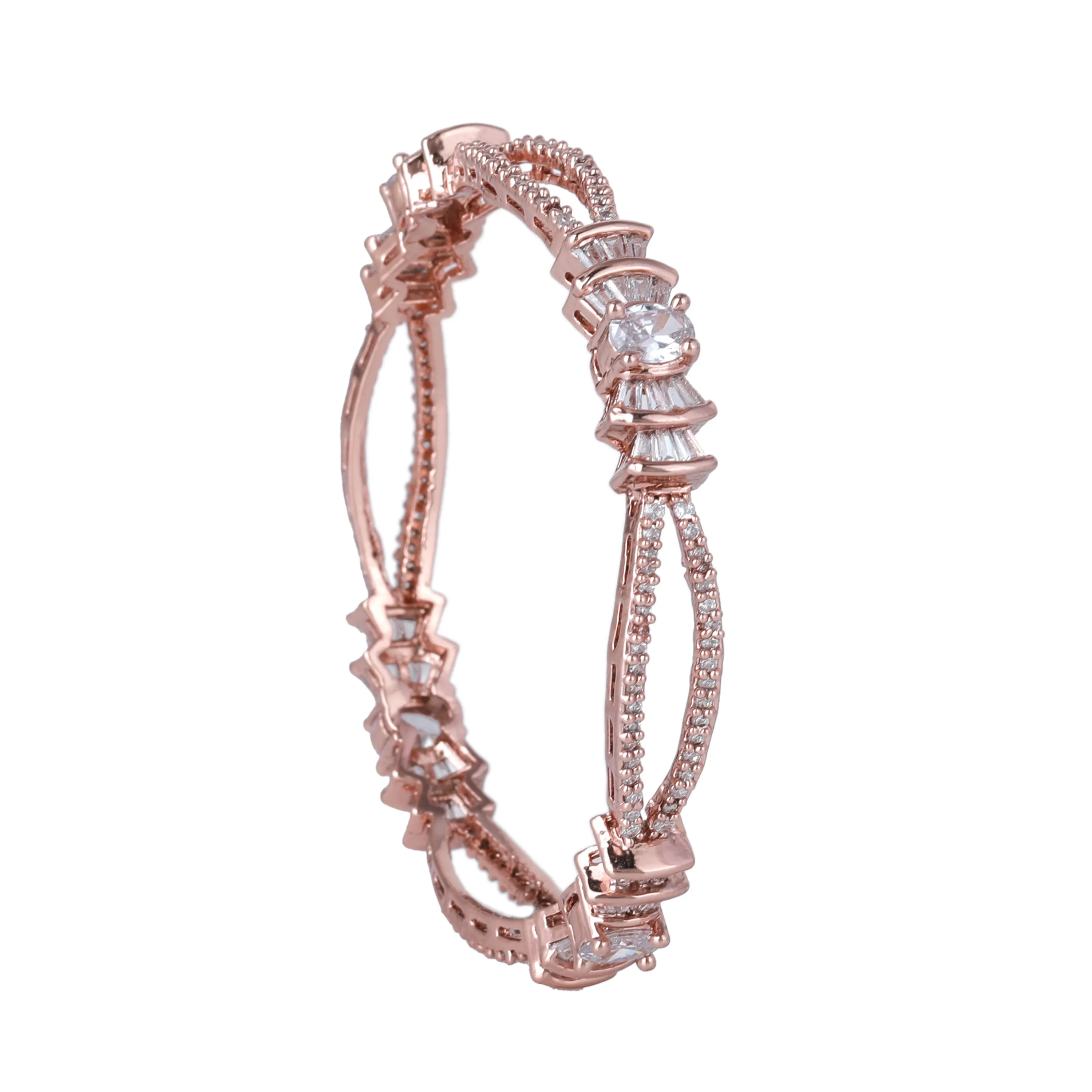 Estele Rosegold Plated Exquisite American Diamond Bangles | Available Sizes in 2:6 & 2:8|A Perfect Blend of Elegance & Glamour for Women