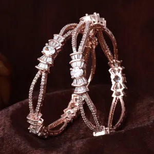 Estele Rosegold Plated Exquisite American Diamond Bangles | Available Sizes in 2:6 & 2:8|A Perfect Blend of Elegance & Glamour for Women