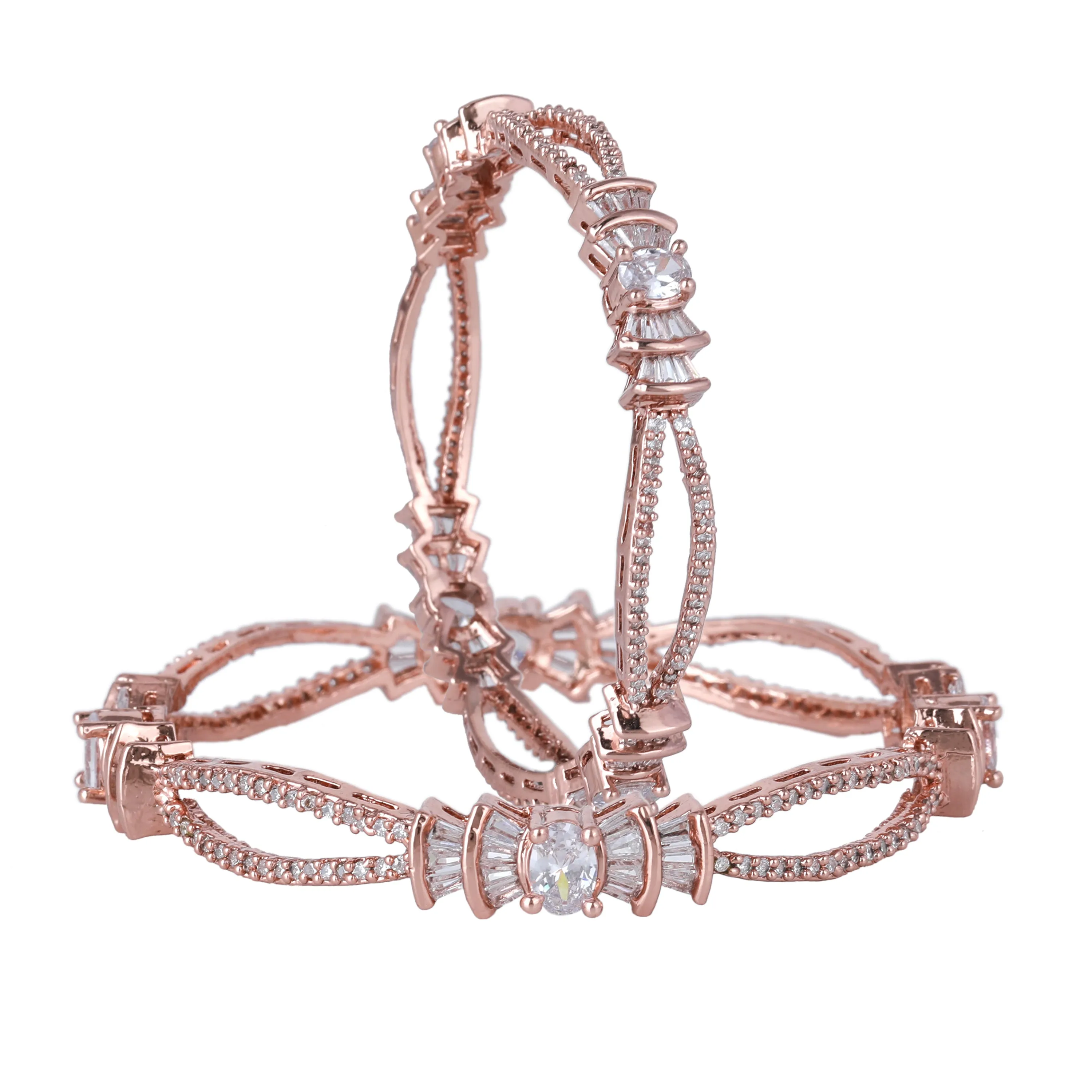 Estele Rosegold Plated Exquisite American Diamond Bangles | Available Sizes in 2:6 & 2:8|A Perfect Blend of Elegance & Glamour for Women