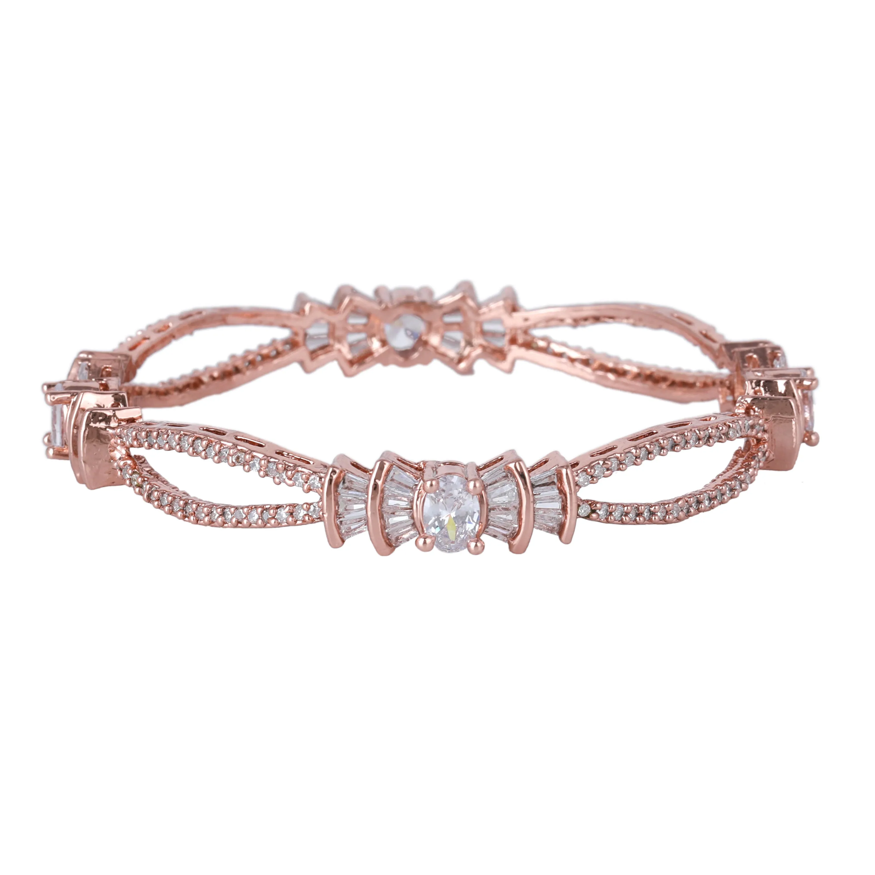 Estele Rosegold Plated Exquisite American Diamond Bangles | Available Sizes in 2:6 & 2:8|A Perfect Blend of Elegance & Glamour for Women