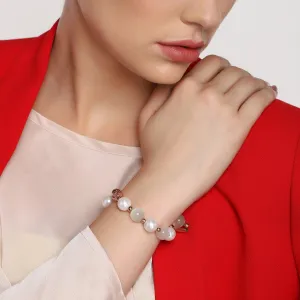 Estele Rosegold Plated Flux Pearl Charm Bracelet with Comfort Fit for Girls & Women