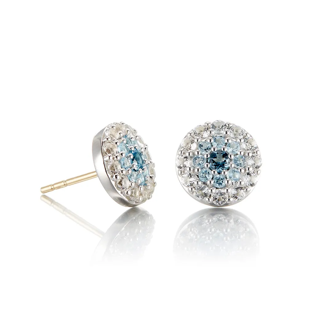 Evil Eye Earrings in Blue & White Topaz