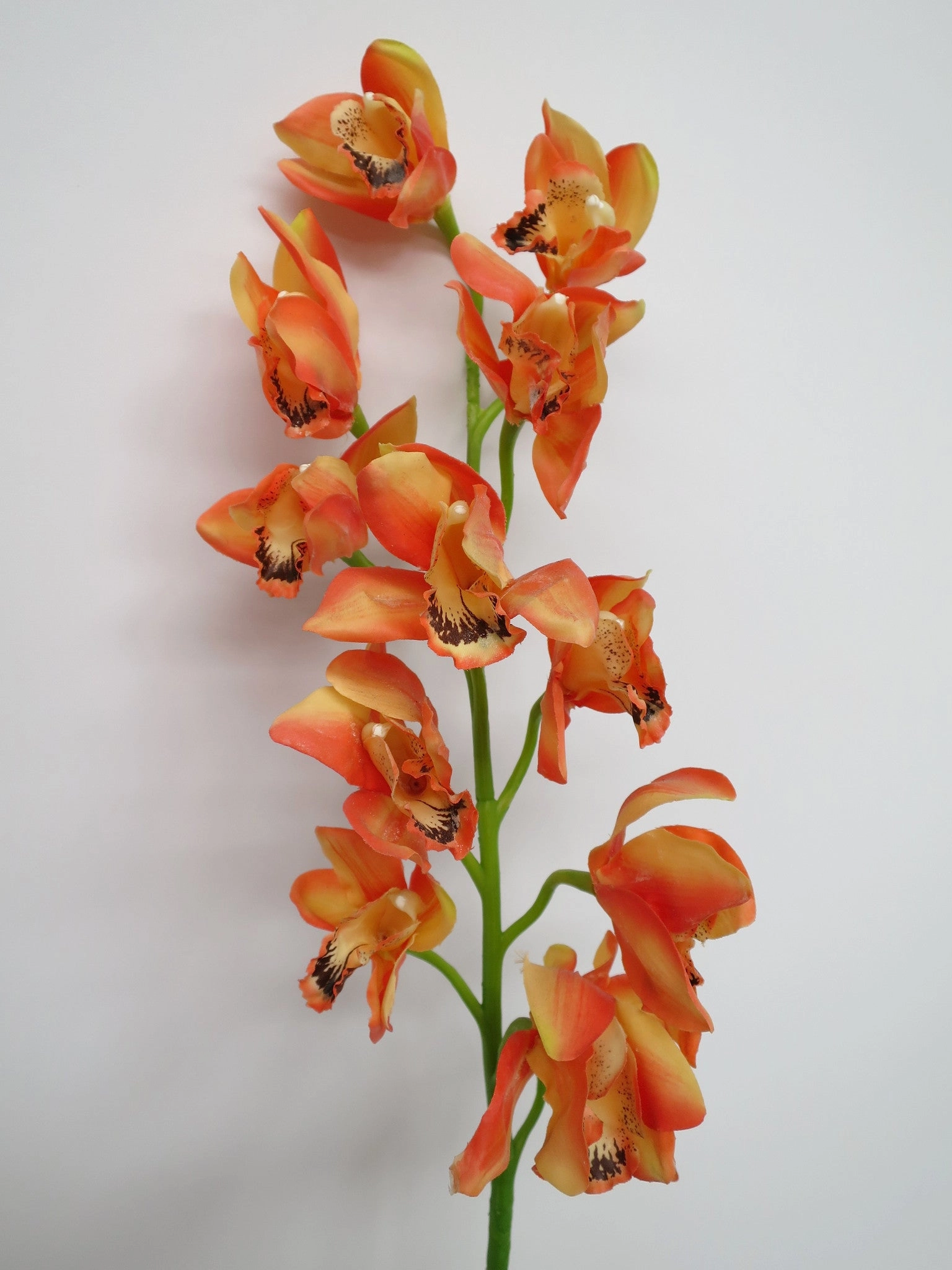 F0056 Cymbidium Orchid Spray Real Touch 100cm Yellow / Orange