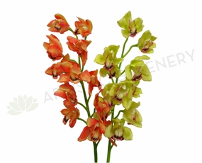 F0056 Cymbidium Orchid Spray Real Touch 100cm Yellow / Orange outdoor greenery  