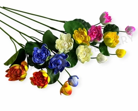 F0071 Water Lily  Lotus Spray with Lily Pads 106cm (avail in 5 colours) outdoor greenery  