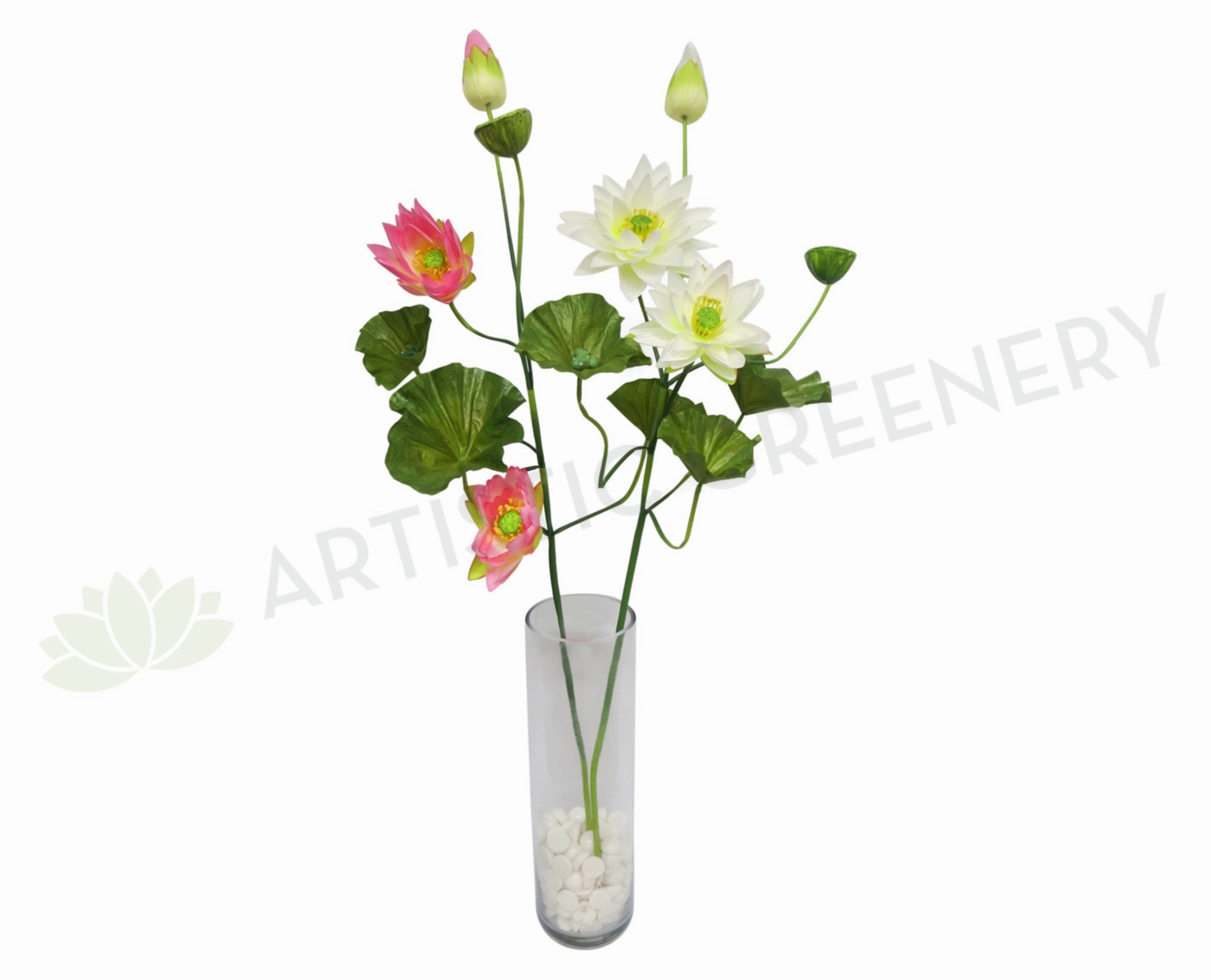 F0072 Water Lily / Lotus Spray 120cm White / Pink outdoor greenery  