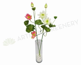 F0072 Water Lily / Lotus Spray 120cm White / Pink outdoor greenery  
