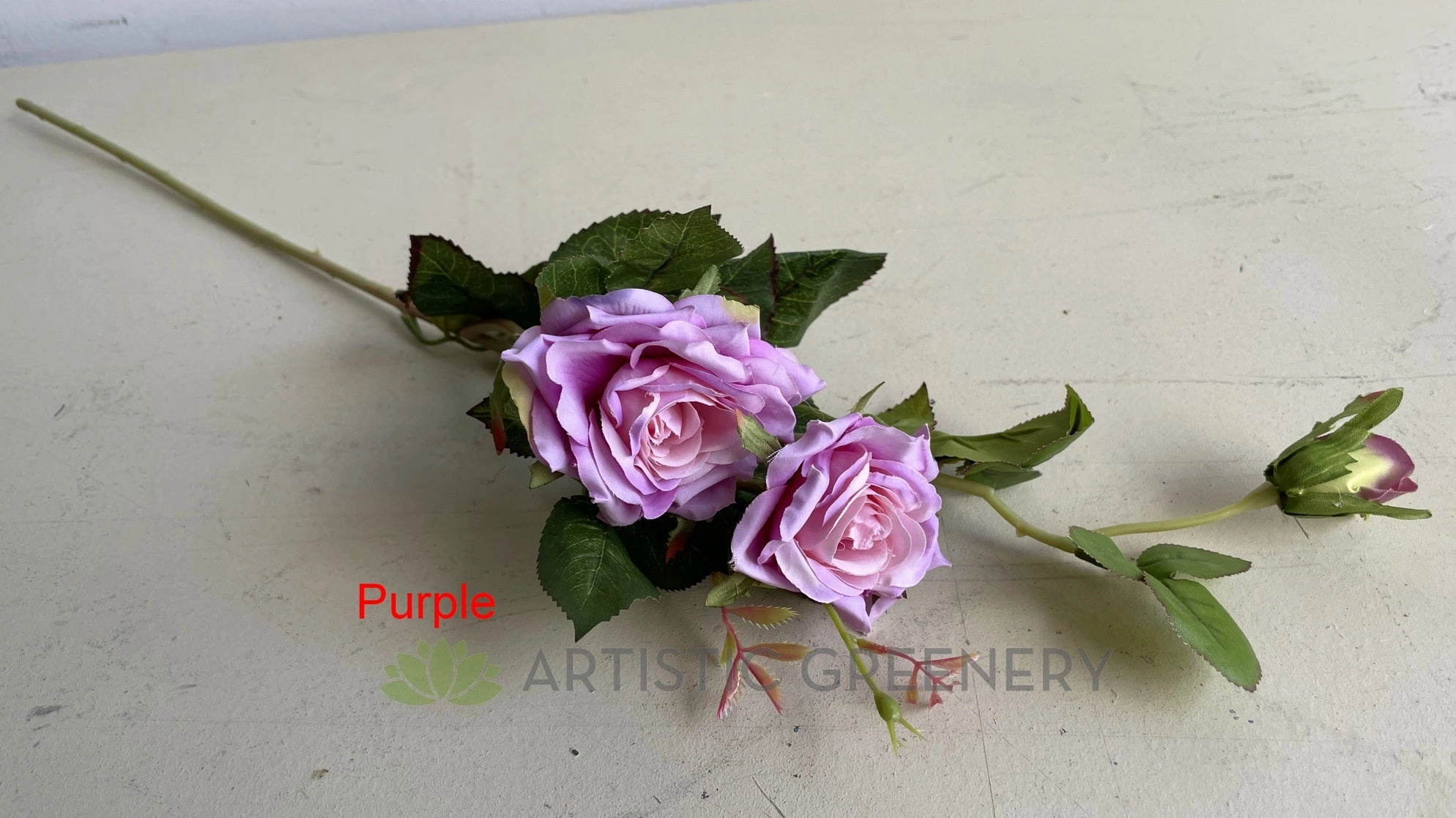 F0100 Rose Spray 74cm Cream / Purple / White