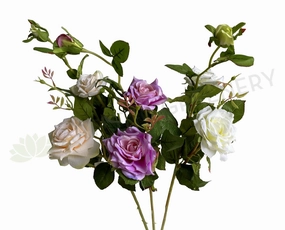 F0100 Rose Spray 74cm Cream / Purple / White indoor houseplants  
