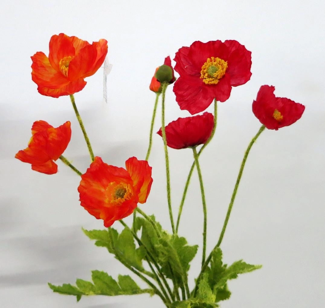 F0111 Poppy Spray 60cm Red
