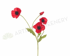 F0111N Red Poppy Spray with Black Center 60cm outdoor greenery  