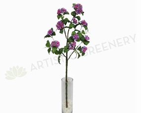 F0124 Hydrangea Branch with Leaves 144cm Purple outdoor greenery  
