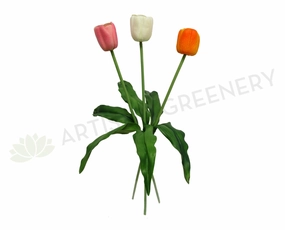 F0135 PU Tulip Single Stem Real Touch 48cm 5 Colours outdoor greenery  