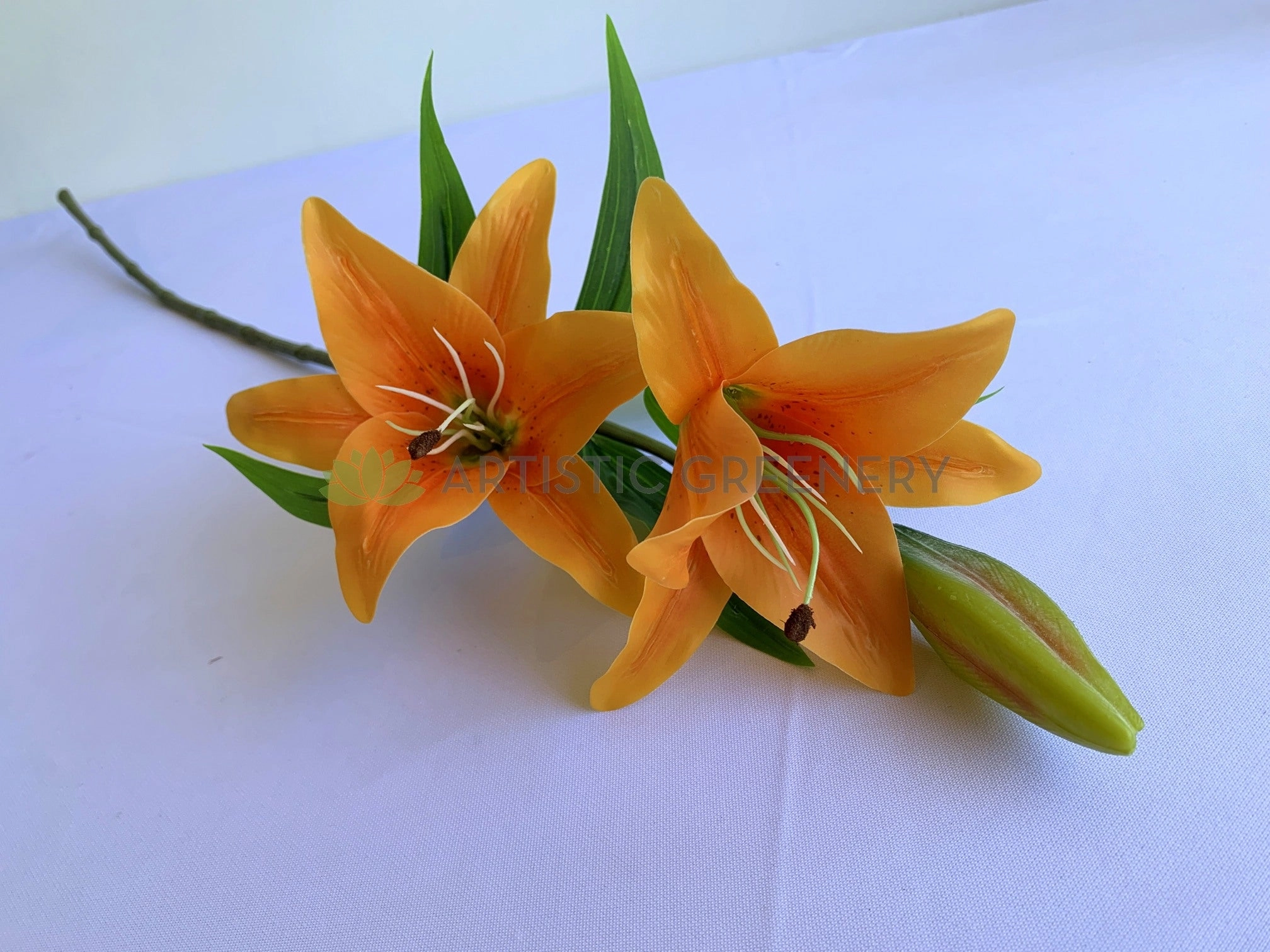 F0138L Oriental Lily Spray 74cm Orange / Yellow