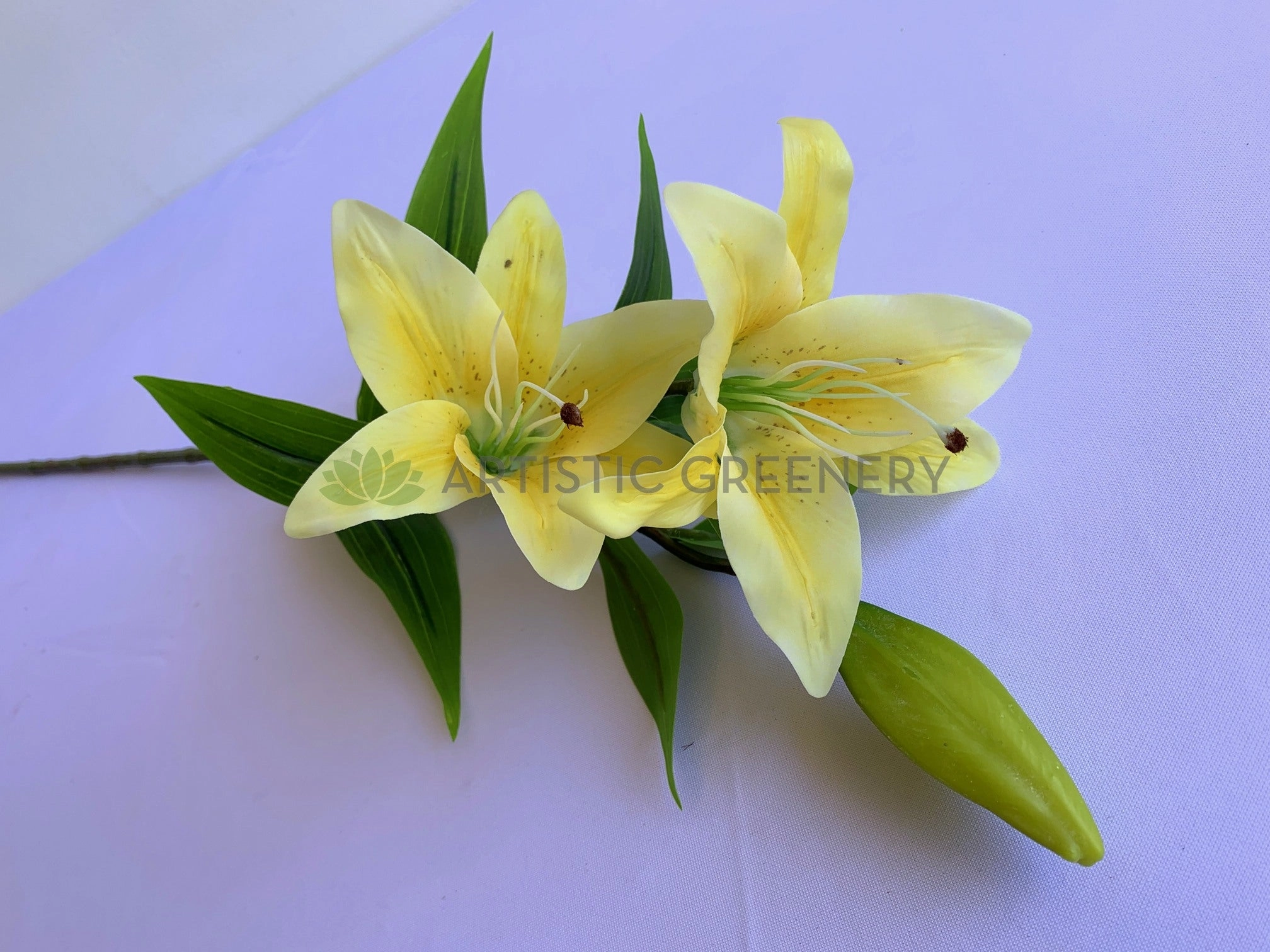 F0138L Oriental Lily Spray 74cm Orange / Yellow
