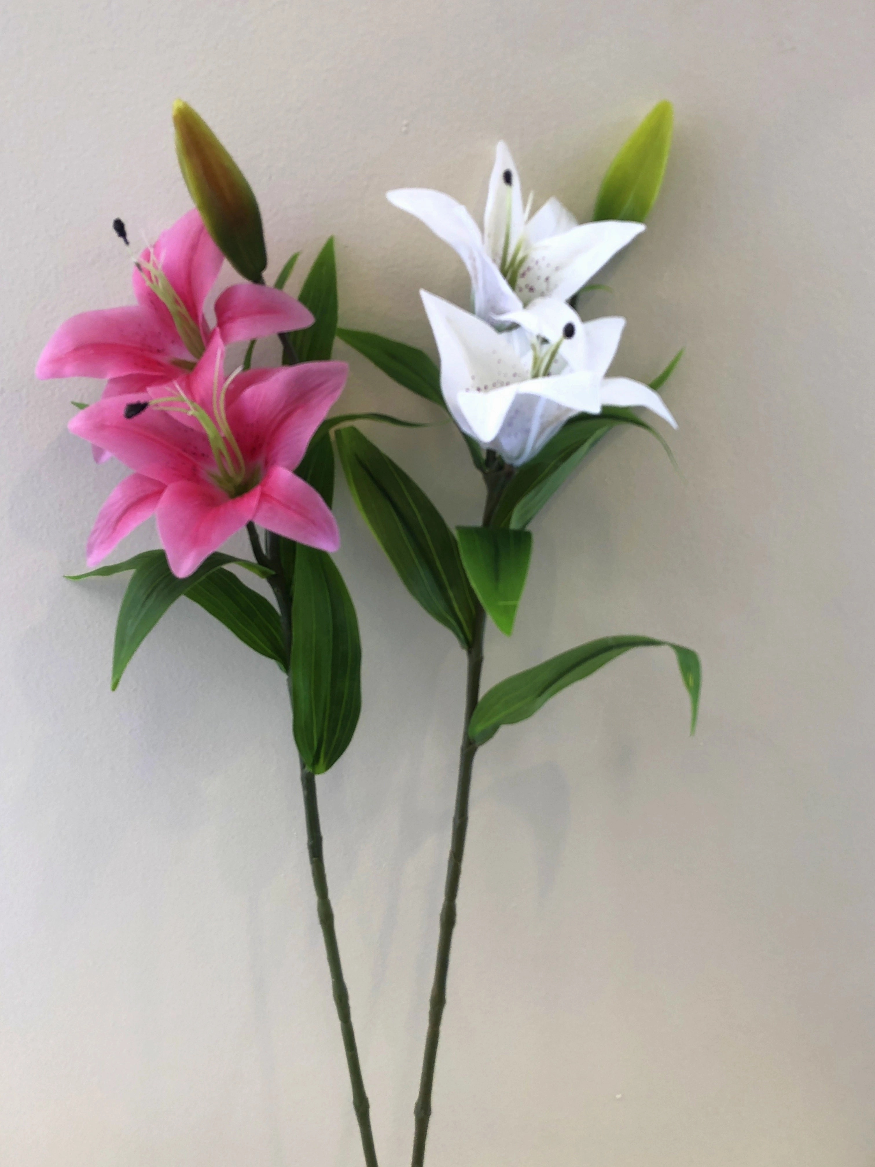 F0138L Oriental Lily Spray (Real Touch) 74cm White / Pink