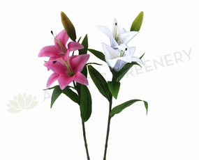 F0138L Oriental Lily Spray (Real Touch) 74cm White / Pink outdoor greenery  