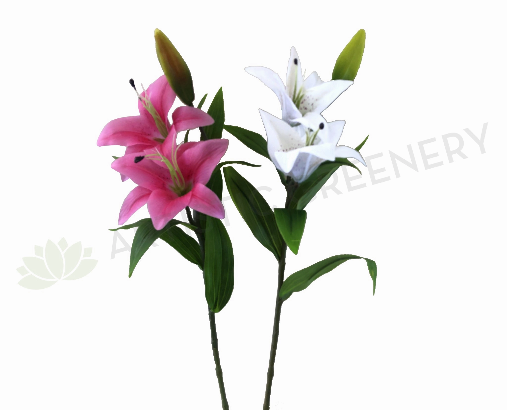 F0138L Oriental Lily Spray (Real Touch) 74cm White / Pink outdoor greenery  