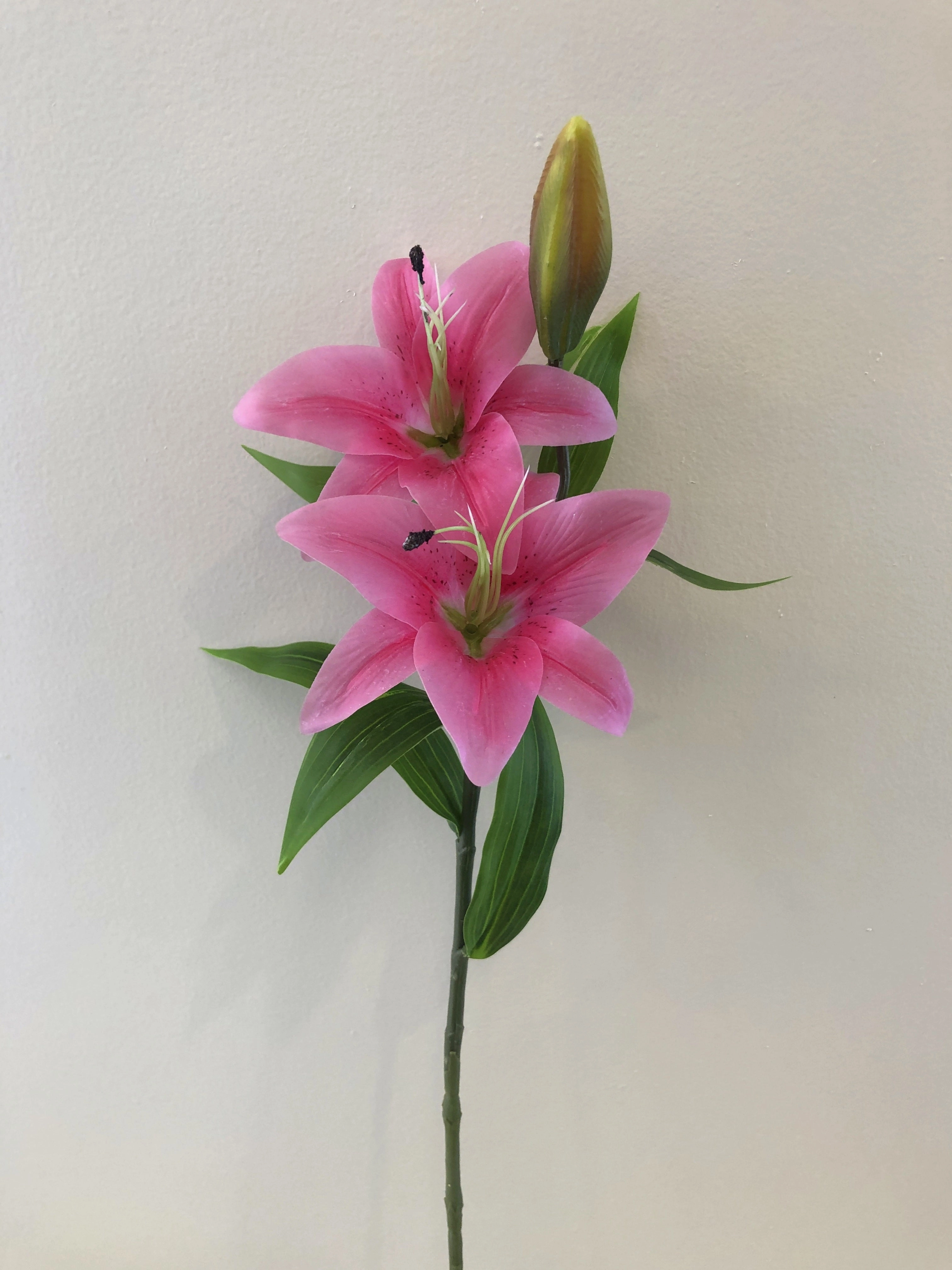 F0138L Oriental Lily Spray (Real Touch) 74cm White / Pink