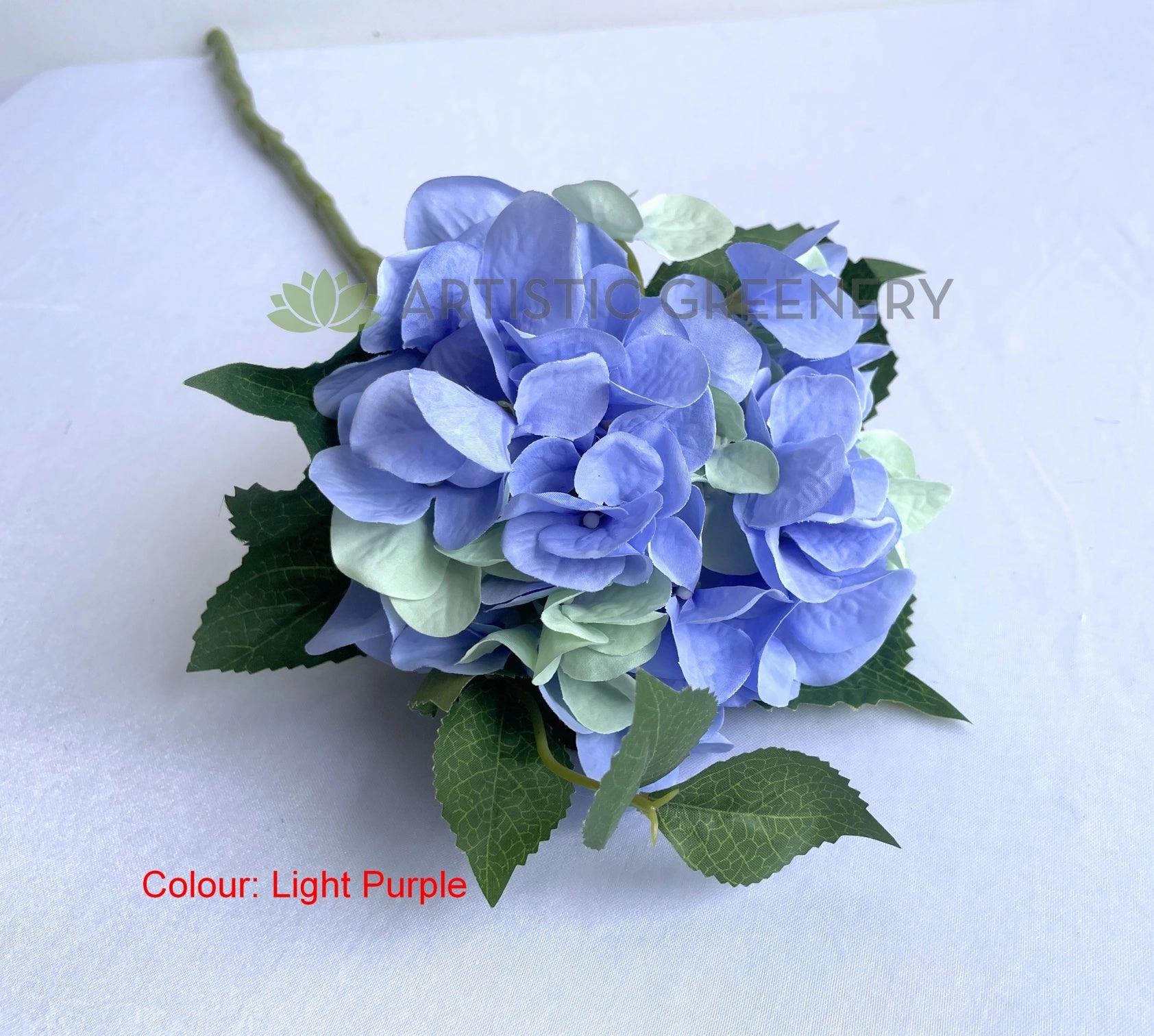 F0140 Hydrangea Single Stem  (Quality Silk) 60cm Light Purple / Pink
