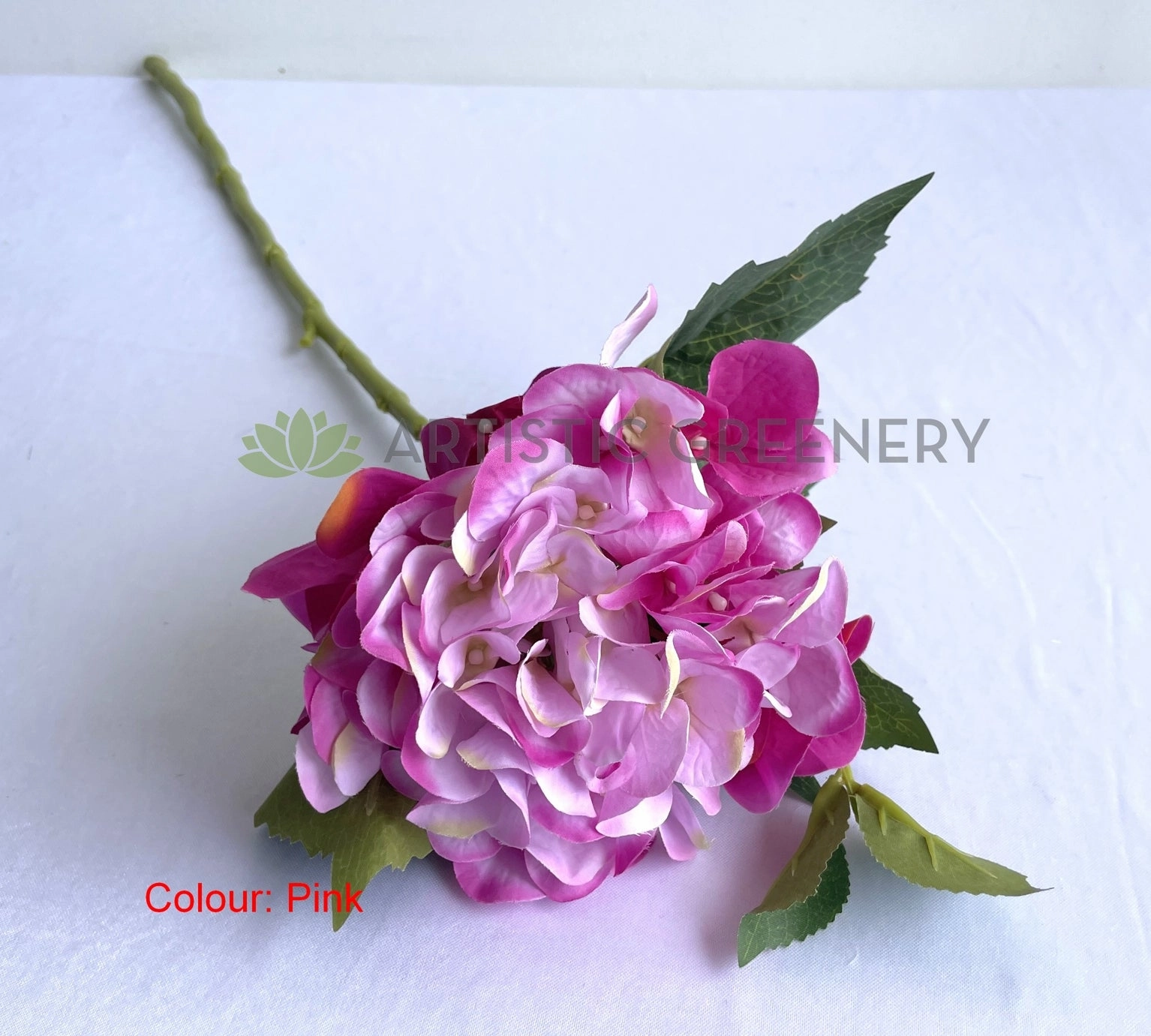 F0140 Hydrangea Single Stem  (Quality Silk) 60cm Light Purple / Pink