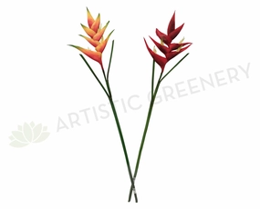 F0163 Heliconia Single Stem Real Touch 85cm Red / Orange (Tropical) outdoor greenery  