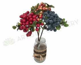 F0165 Viburnum Berry Spray 33cm Red / Orange / Blue xl flower pot  