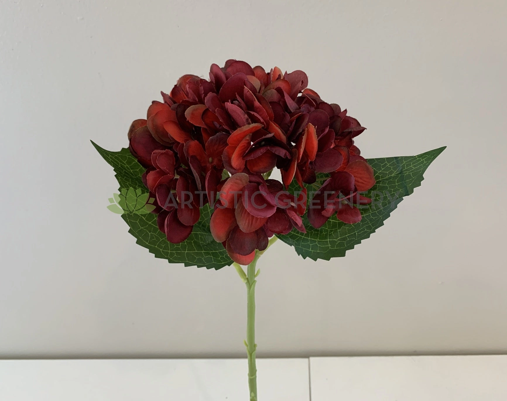 F0173 Hydrangea Single Stem 46cm Deep Orange