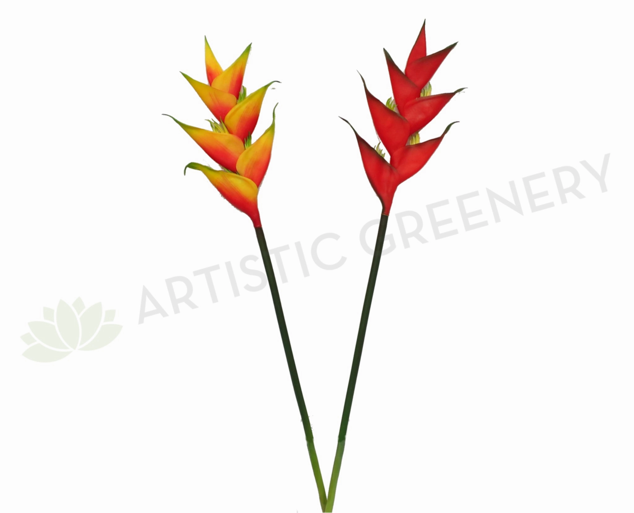F0199 Heliconia / Crab Claw Flower Single Stem Real Touch 91cm Orange / Red (Tropical) outdoor greenery  