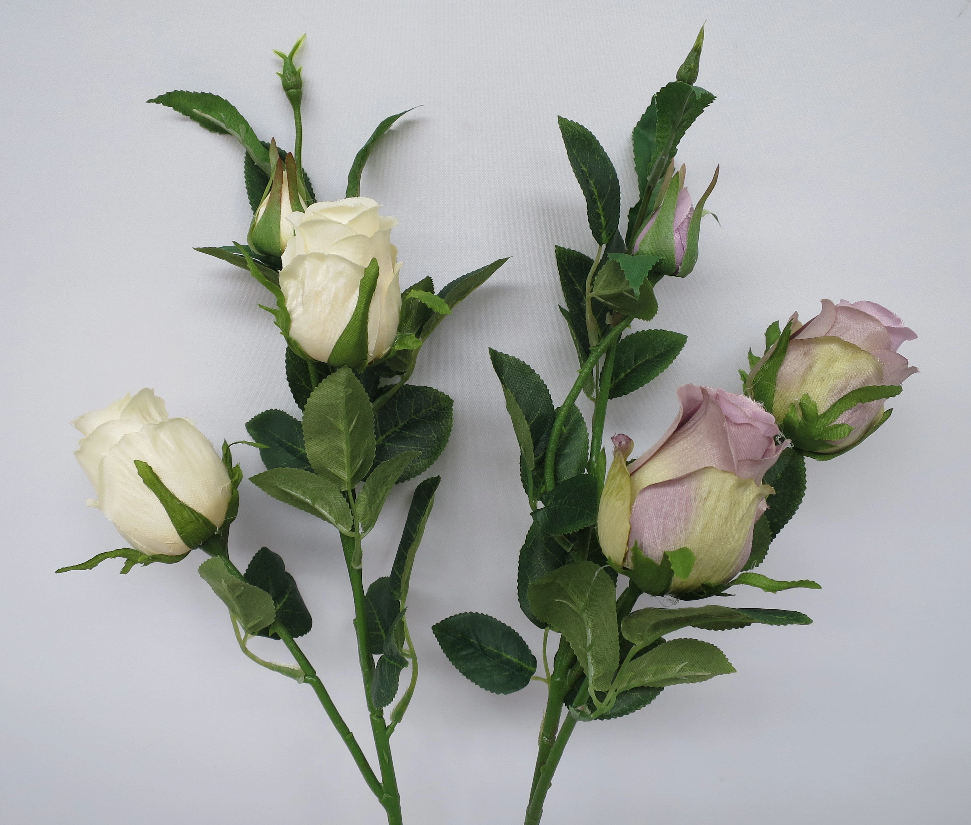 F0211 Half Open Rose Spray 66cm Cream / Mauve