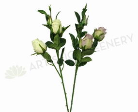 F0211 Half Open Rose Spray 66cm Cream / Mauve outdoor greenery  
