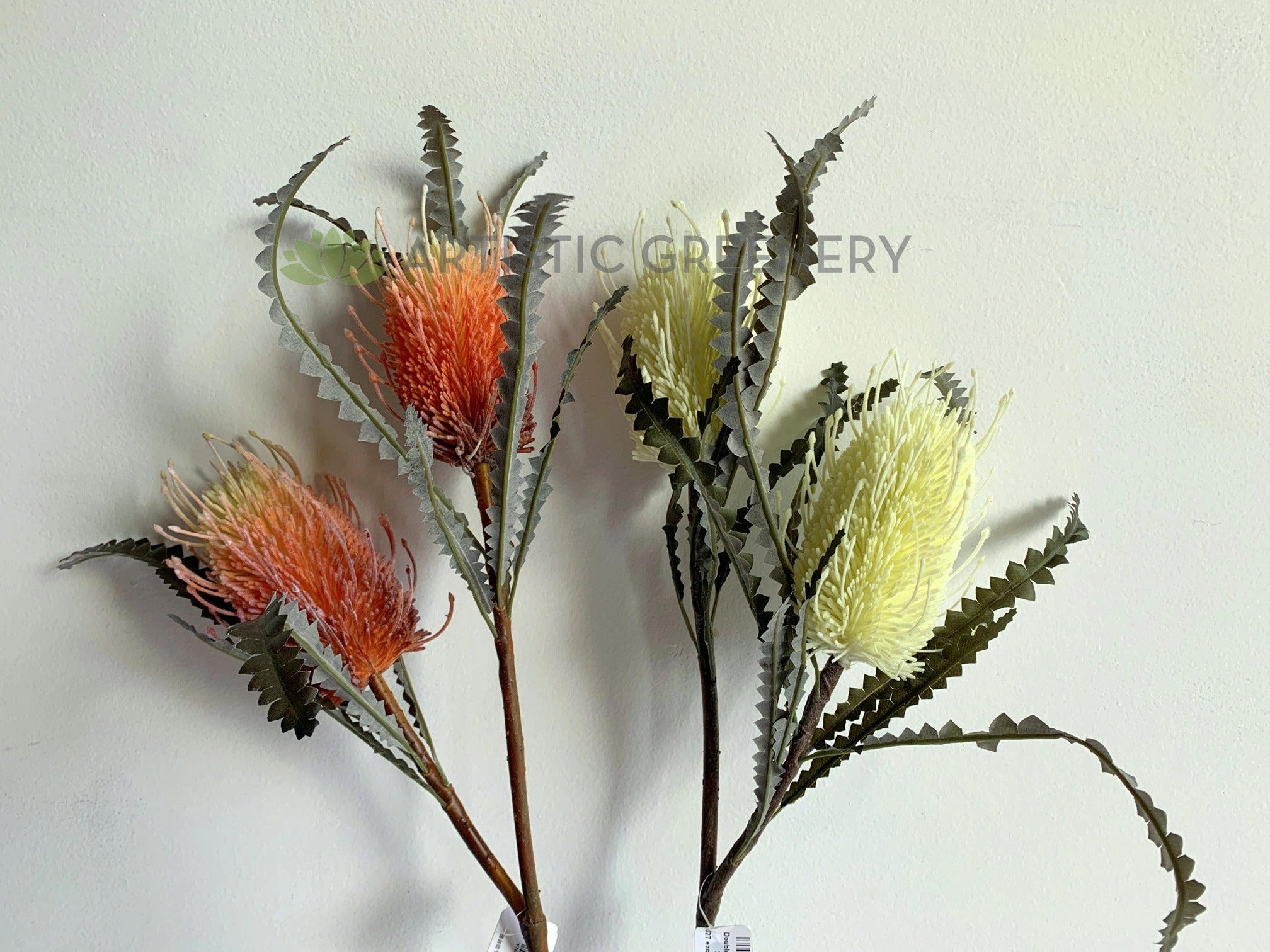 F0218-2 Banksia Stem 80cm White / Orange