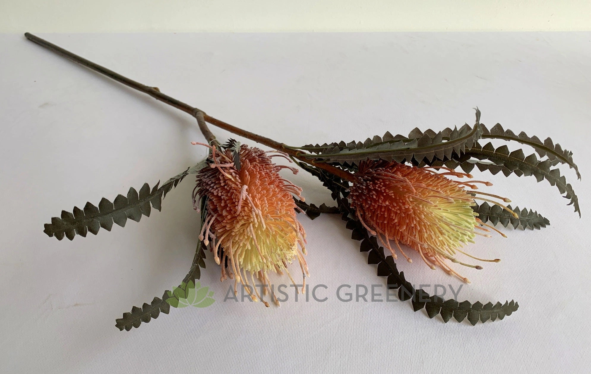 F0218-2 Banksia Stem 80cm White / Orange