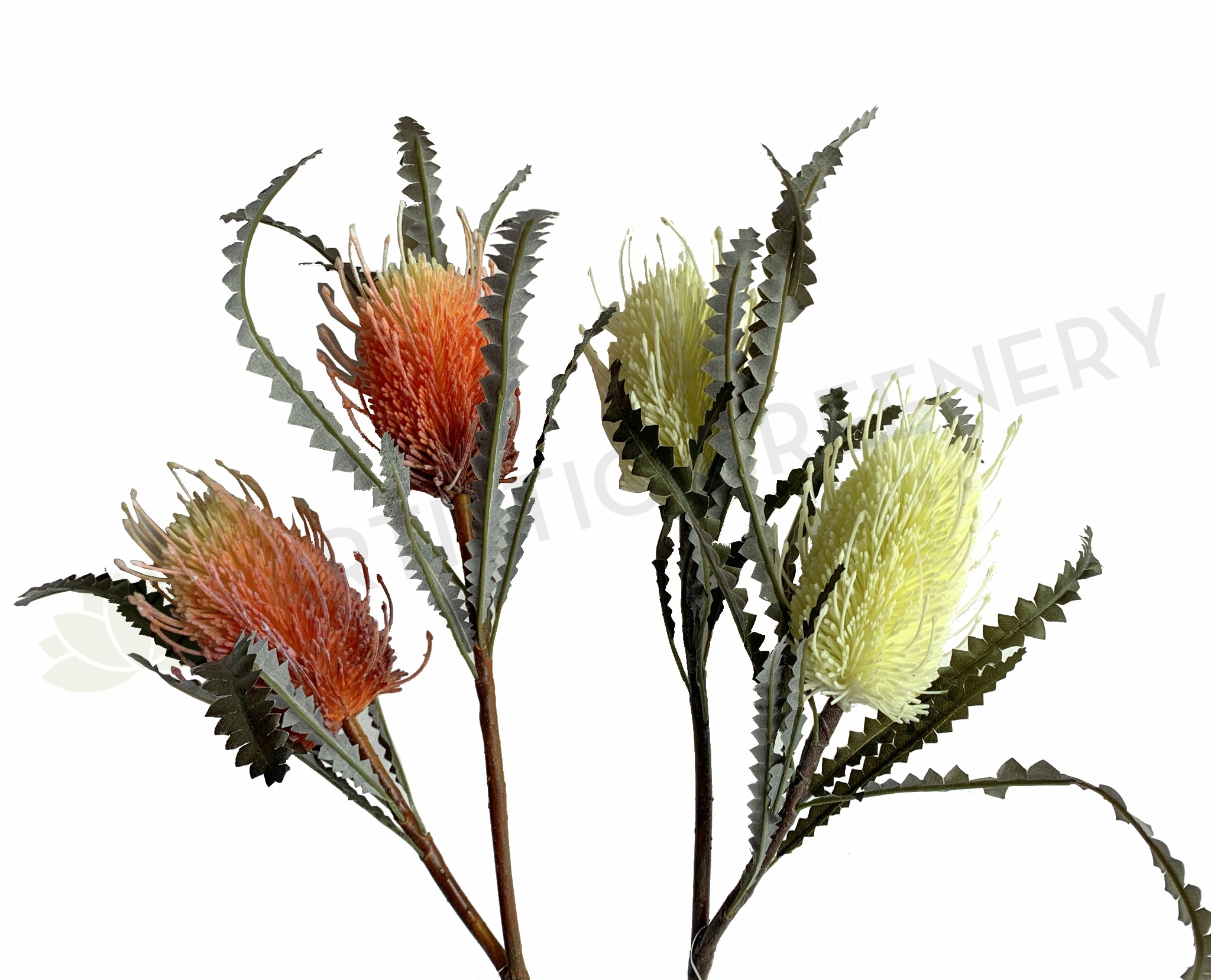 F0218-2 Banksia Stem 80cm White / Orange outdoor greenery  