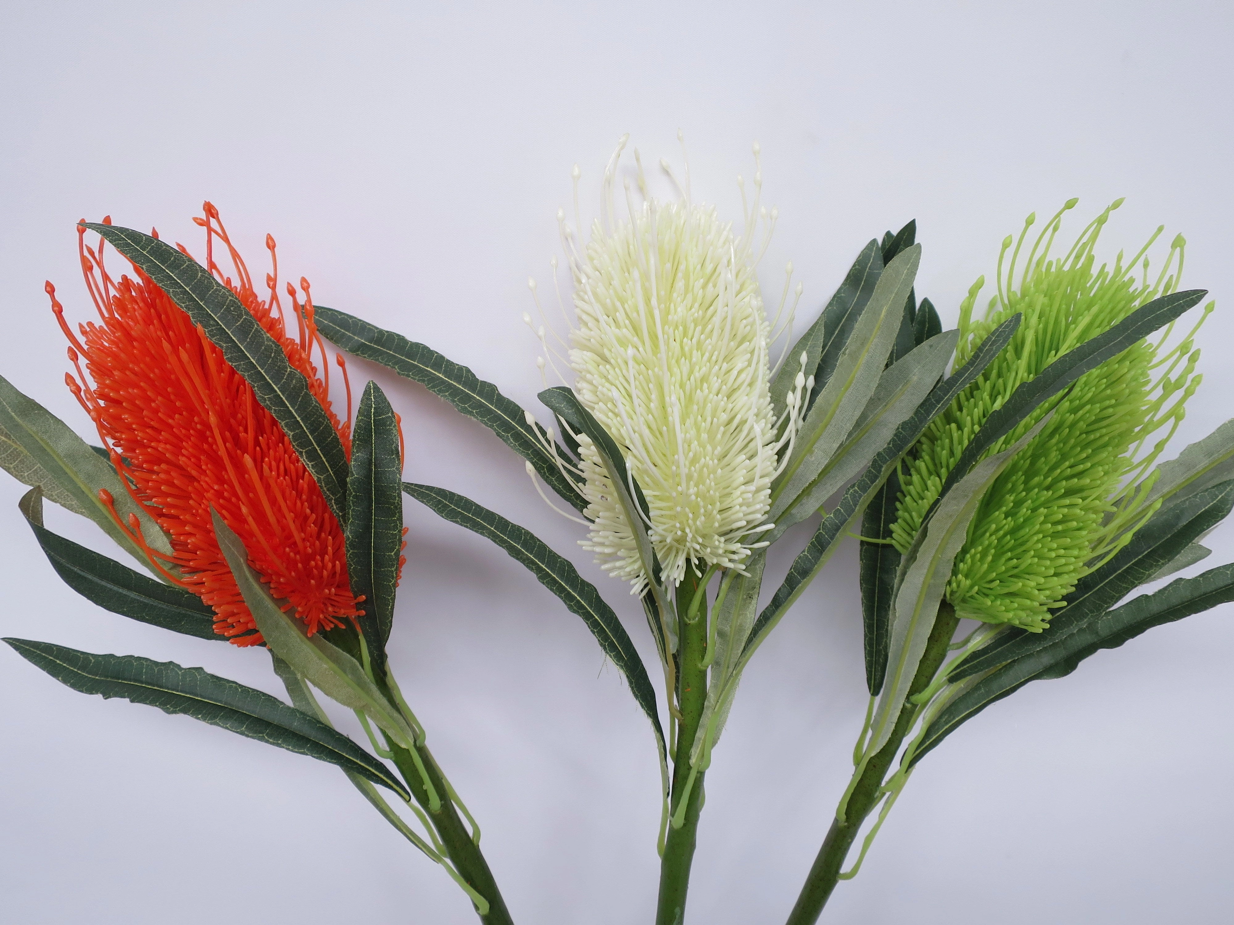 F0218 Banksia Stem 60cm Orange / White / Light Green / Cream